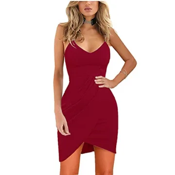 Zalalus Wedding Cocktail Party Dresses for Women 2024 Bodycon V Neck Backless Spaghetti Straps Sexy ...
