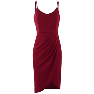 Zalalus Wedding Cocktail Party Dresses for Women 2024 Bodycon V Neck Backless Spaghetti Straps Sexy Summer Short Casual Club Dress Wine Red Medium
