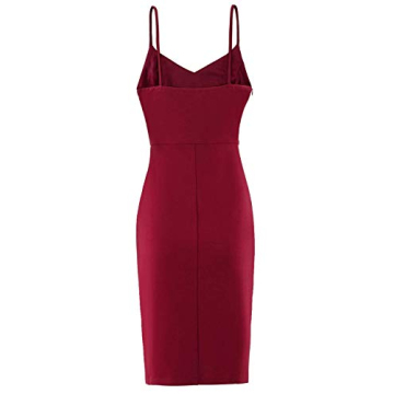 Zalalus Wedding Cocktail Party Dresses for Women 2024 Bodycon V Neck Backless Spaghetti Straps Sexy Summer Short Casual Club Dress Wine Red Medium