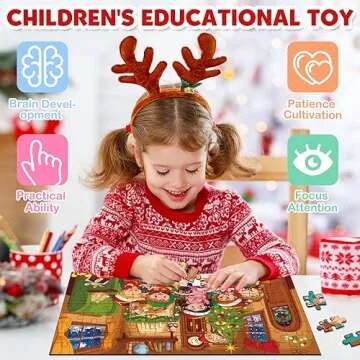 pigipigi Christmas Jigsaw Puzzles for Kids - 100 Piece Christmas Puzzle for Kid Age 3 4 5 8 Holiday Puzzles Game Gifts for Boys Girls 8 10 Years Old Family Educational Toys