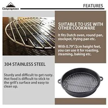CAMPINGMOON Round Cooling Rack Roasting Rack for Baking Stainless Steel W24 Diameter φ9.5inch/φ24cm