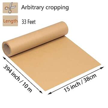 Shinok 2 Pack Brown Kraft Paper Roll 15" x 400" Brown Wrapping Paper Small Packing for Moving Craft ...