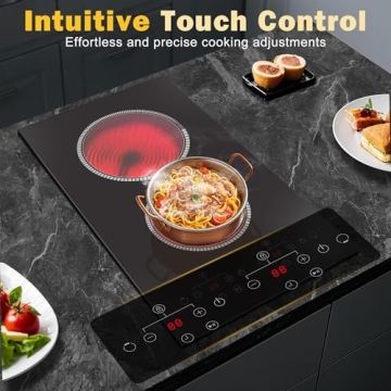 2 Burner Electric Cooktop - 2000W, Touch Control, Timer