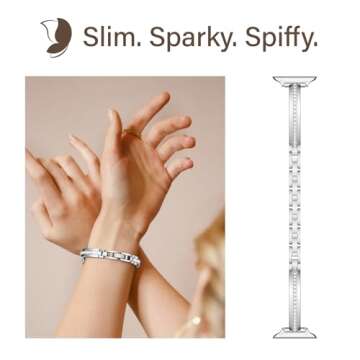 Missair Bands Compatible with Apple Watch Band 38mm 40mm 41mm 42mm 44mm 45mm 46mm 49mm for Women, Slim Metal Dressy Jewelry Bracelet with Bling Diamond for iWatch Series 10 9 8 7 6 5 4 3 SE Ultra