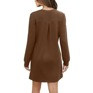 Elegant WIHOLL Women's Loose Fit Mini Dress with Pockets