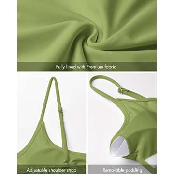 Narecte Sexy One Piece Bathing Suit for Women Tummy Control High Cut One Piece Swimsuit Womens Grass Green L