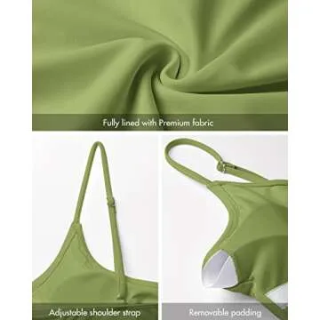 Narecte Sexy One Piece Bathing Suit for Women Tummy Control High Cut One Piece Swimsuit Womens Grass Green L