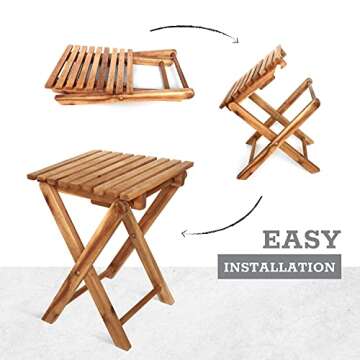 LITADA Small Patio Table (Set of 2) Acacia Wooden Small Table, Side Table, Coffee End Table, Small Square Folding Side Table, Plant Stand Mid Century Easy Assembly Modern Home Decor (Natural Color)