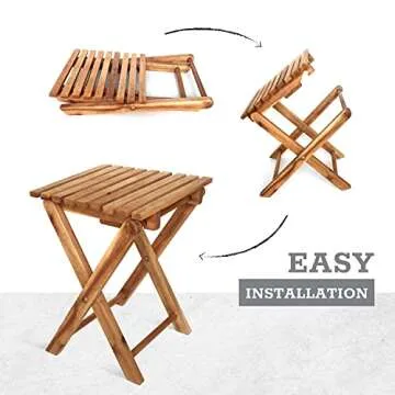 LITADA Small Patio Table (Set of 2) Acacia Wooden Small Table, Side Table, Coffee End Table, Small Square Folding Side Table, Plant Stand Mid Century Easy Assembly Modern Home Decor (Natural Color)