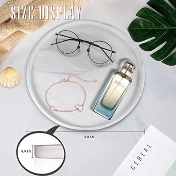 Stylish Ceramic Round Marble Tray for Home & Gifts