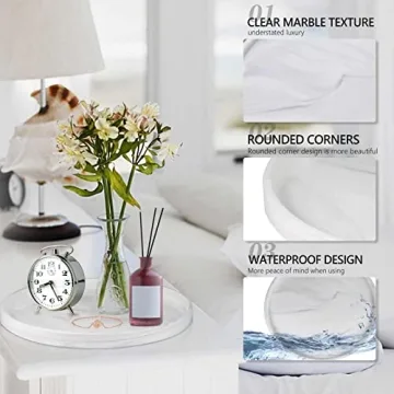 Stylish Ceramic Round Marble Tray for Home & Gifts