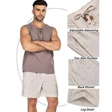 COOFANDY Men's Casual Shorts Big and Tall Drawstring Shorts with Elastic Waist