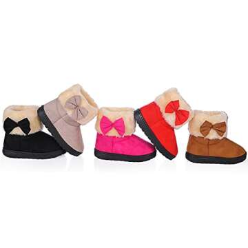 DADAWEN Baby's Girl's Toddler Fashion Cute Bowknot Fur Lining Princess Warm Snow Boots Brown US Size...