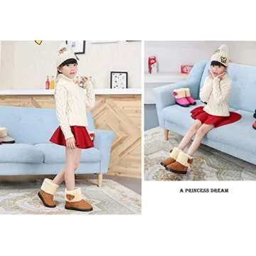 DADAWEN Baby's Girl's Toddler Fashion Cute Bowknot Fur Lining Princess Warm Snow Boots Brown US Size 6 M Toddler