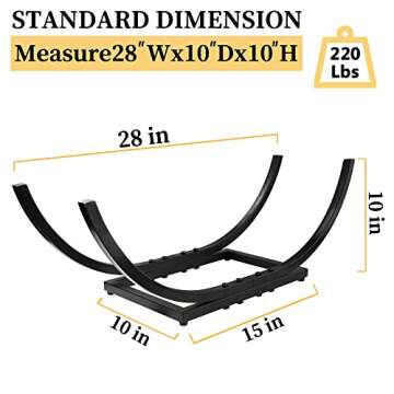 Curved Firewood Rack Firewood Holder: Heavy Duty Small Firewood Holder for Fireplace Indoor - Outdoo...