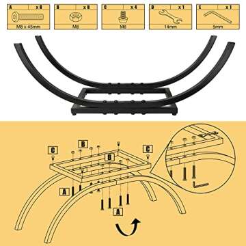 Stylish Curved Firewood Holder for Indoor Outdoor Use