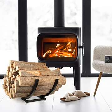 Stylish Curved Firewood Holder for Indoor Outdoor Use