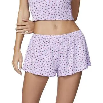 florence by mills Women's Holidaze Collection Sleep Cami and Short Pajama Gift Set, Millie Lavender Holly, Medium