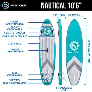 iROCKER Nautical Inflatable Paddle Board for Fun Adventures