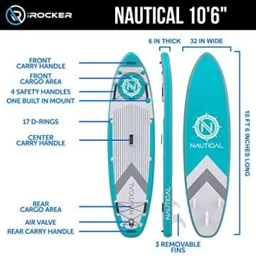 iROCKER Nautical Inflatable Paddle Board for Fun Adventures