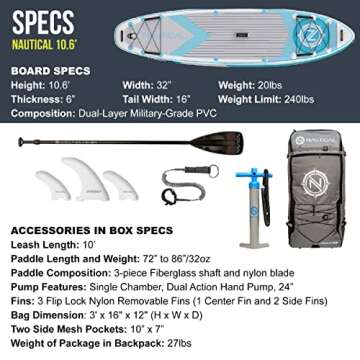 iROCKER Nautical Inflatable Paddle Board for Fun Adventures