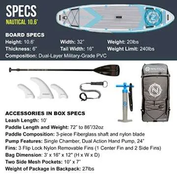 iROCKER Nautical Inflatable Paddle Board for Fun Adventures