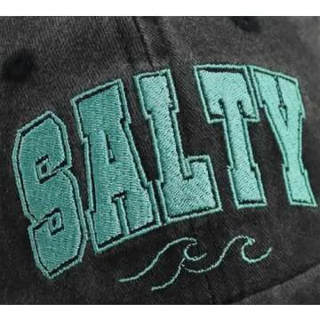 Tbstlumd Salty Beaches Hats for Women Men, Surf Decor Summer Beaches Essentials, Funny Surfer Baseball Cap, Vacation Retirement Birthday Gifts for Dad Mom Black