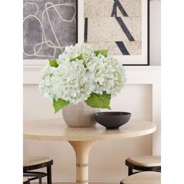 ZYTUYO 20 inches 4 Pcs Ivory White Real Touch Hydrangea Artificial Flowers Boho Lifelike Real Lookin...