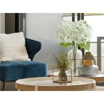 ZYTUYO 20 inches 4 Pcs Ivory White Real Touch Hydrangea Artificial Flowers Boho Lifelike Real Looking Latex Hydrangeas Flower with Long Stem for Home Decor Spring Table Centrepiece