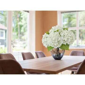 ZYTUYO 20 inches 4 Pcs Ivory White Real Touch Hydrangea Artificial Flowers Boho Lifelike Real Looking Latex Hydrangeas Flower with Long Stem for Home Decor Spring Table Centrepiece