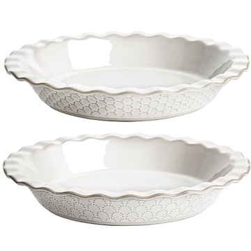 LE TAUCI 9-Inch Fluted Stoneware Pie Dish - Elegant Baking & Serving Solution