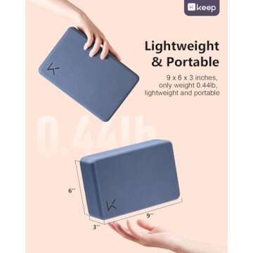 Yoga Block, High Density EVA Foam Blocks for Yoga, Pilates, Meditation, Aid Balance, Support and Deepen Poses - Non-Slip Lightweight Durable,Navy Blue (Set of 2)