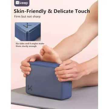 Yoga Block, High Density EVA Foam Blocks for Yoga, Pilates, Meditation, Aid Balance, Support and Deepen Poses - Non-Slip Lightweight Durable,Navy Blue (Set of 2)
