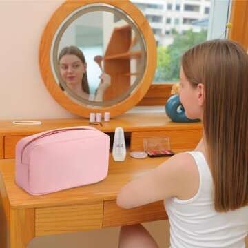 YogoRun Travel Size Toiletries Kit - Pink Cosmetic Pouch