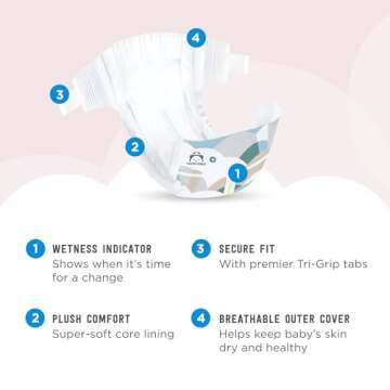 Amazon Brand - Mama Bear Plush Protection Diapers - Size 4, One Month Supply, Hypoallergenic Premium Disposable Baby Diapers, 144 Count (Pack of 4), White and Cloud Dreams