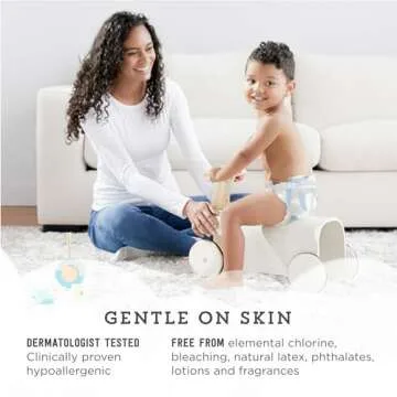 Amazon Brand - Mama Bear Plush Protection Diapers - Size 4, One Month Supply, Hypoallergenic Premium Disposable Baby Diapers, 144 Count (Pack of 4), White and Cloud Dreams