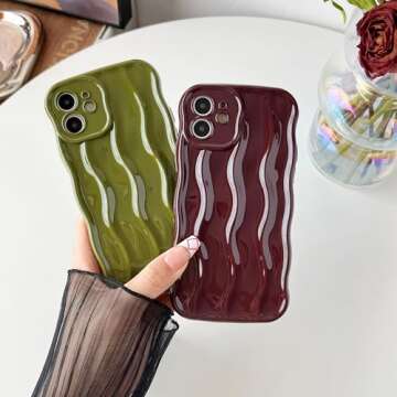 Caseative for iPhone 12 Case,Water Ripple Pattern Curly Wave Frame Soft Compatible with iPhone Case (White,iPhone 12)