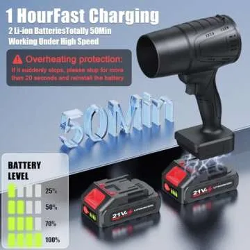 Kusakyo Leaf Blower Cordless with Battery, blowers for lawn care, Handheld, 21V*2 Pcs Batteries Electric Leaf Blowers for Lawn Care, Patio, Blowing Leaves, Battery Powered Leaf Blower for Snow Blowing