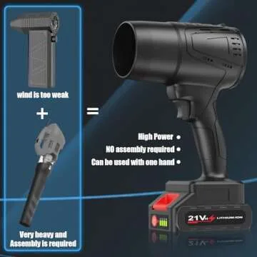 Kusakyo Leaf Blower Cordless with Battery, blowers for lawn care, Handheld, 21V*2 Pcs Batteries Electric Leaf Blowers for Lawn Care, Patio, Blowing Leaves, Battery Powered Leaf Blower for Snow Blowing