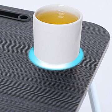 Home Office Lap Desk with Storage Drawer, Cup and Phone Holder, Laptop Bed Tray Table, 23.6" Foldable Laptop Desk, Laptop Stand for Working, Writing, Gaming and Drawing