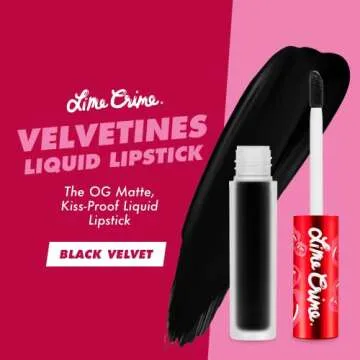 Lime Crime Velvetines Liquid Matte Black Lipstick, Black Velvet - Bold, Long Lasting Shades & Lip Li...