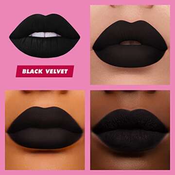 Lime Crime Velvetines Liquid Matte Black Lipstick, Black Velvet - Bold, Long Lasting Shades & Lip Lining - Stellar Color & High Comfort for All-Day Wear - Talc-Free & Paraben-Free