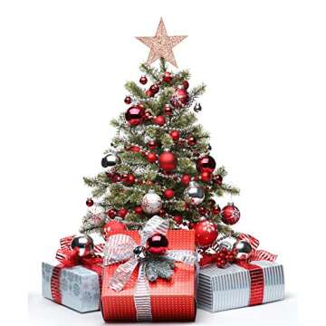 BinaryABC Glittering Christmas Tree Star Topper - Rose Gold