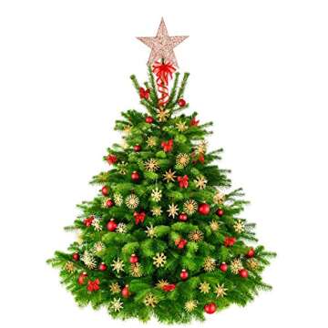 BinaryABC Glittering Christmas Tree Star Topper - Rose Gold