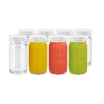 2 oz Glass Juice Shot Bottles Leak Proof Wide Mouth 8 Pack