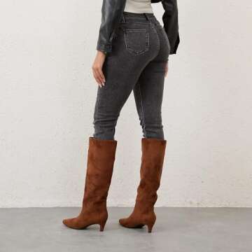 Chic Modatope Knee High Boots - Stylish Kitten Heel Design