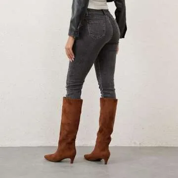 Chic Modatope Knee High Boots - Stylish Kitten Heel Design