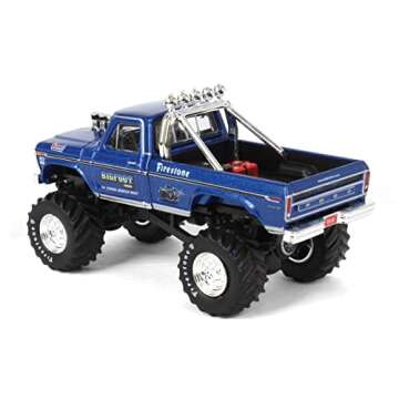 KINGS OF CRUNCH 1974 Ford F-250 Monster Truck Bigfoot #1 Blue The Original Monster Truck (1979) Hobby Exclusive 1/64 Diecast Model Car by Greenlight