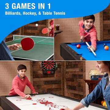 Fat Cat Original 3-in-1 Green 7' Pockey Multi-Game Table - Air Hockey, Billiards and Table Tennis - ...