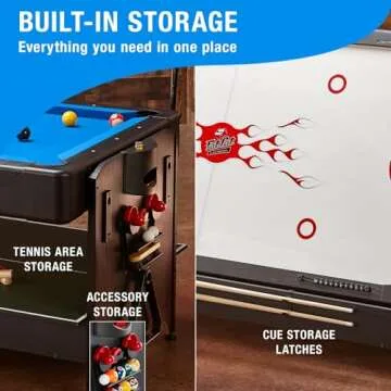 Fat Cat Original 3-in-1 Green 7' Pockey Multi-Game Table - Air Hockey, Billiards and Table Tennis - Blue